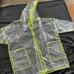 Transparent Raincoat with Neon Accents